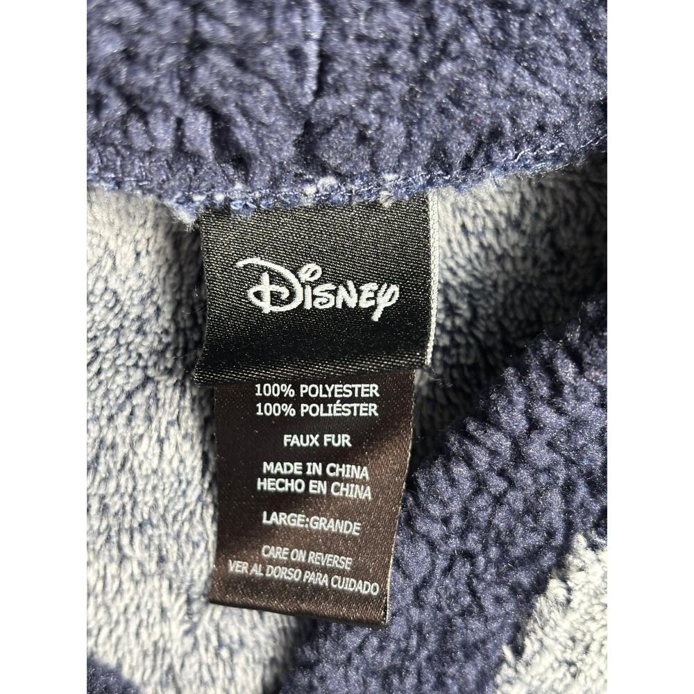 Disney Pullover Hoodie Womens Large Gray Blue Sherpa Faux Fur Mickey Mouse Cozy - Picture 3 of 7